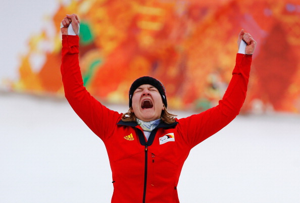 Anna-Lena Forster of Germany seems happy with her bronze medal ©Getty Images