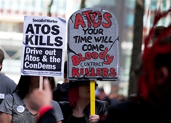 Campaigner Sean Clerkin has called on Glasgow 2014 to drop Atos as a sponsor describing them as "contract killers" ©AFP/Getty Images