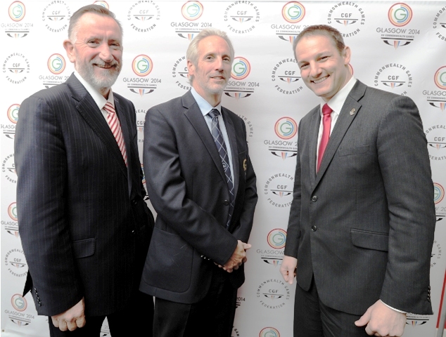 CGF chief executive Mike Hooper and vice-President Bruce Robertson are happy with the work bring done by Glasgow 2014 chief executive David Grevemberg and the Organising Committee so far ©Glasgow 2014
