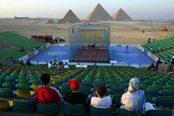 Egypt's famous pyramids of Giza have previously provided the backdrop for squash as part of the sport's aim to widen its appeal ©AFP/Getty Images