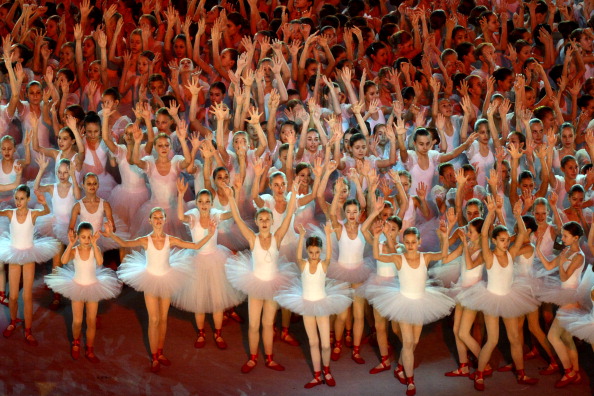 Hundreds of young ballerinas perform in the ceremony ©Getty Images