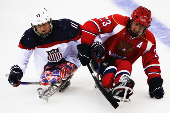 It was a highly physical opening period but the ice sledge hockey final remains goal-less ©Getty Images