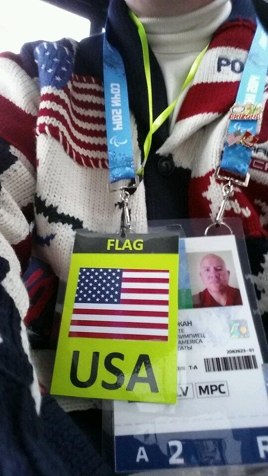 Jon Lujan is the United States' flagbearer ©Twitter/@JonnyVolcano44
