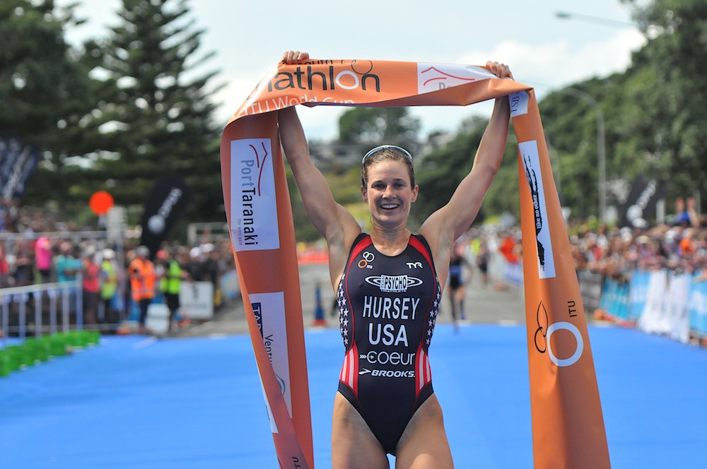 Katie Hursey showed again why she will be a major contender in the 2014 triathlon season with victory in New Plymouth ©ITU