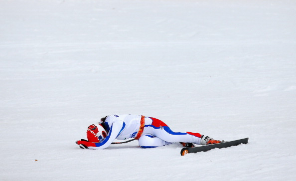 Marie Bochet of France has a different way of celebrating her latest gold medal ©Getty Images