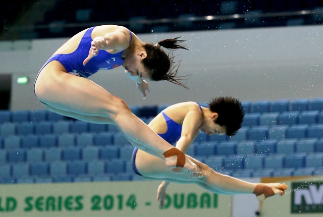 Minxia Wu and Tingmao Shi claimed a second successive Diving World Series win of the year in Dubai ©PromoSeven Sports Marketing