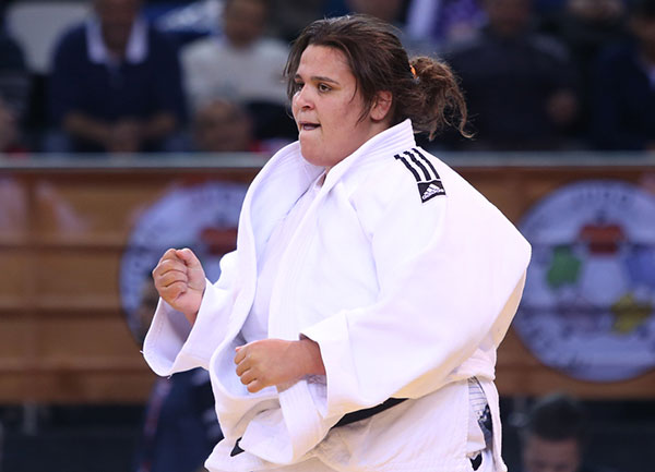 Nihel Cheikh Rouhou followed a yuko score with a quick immobilisation to secure the women's over 78kg title ©IJF