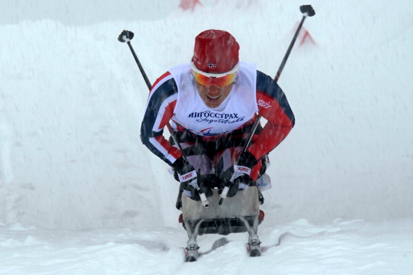 Norwegian Flagbearer Mariann Marthinsen won the only gold medal of the Paralympic Games for Norway ©AFP/Getty Images