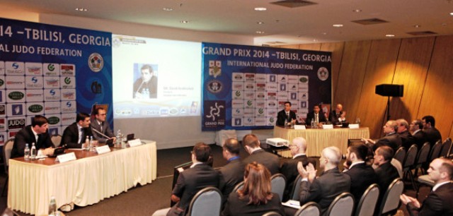 Officials make the draw for the inaugural Tbilisi Judo Grand Prix ©IJF
