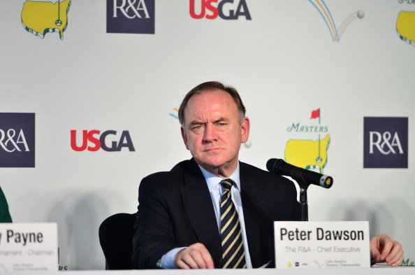 Peter Dawson speaking earlier in 2014 ahead of his criticism of the Rio 2016 golf course today ©Getty Images