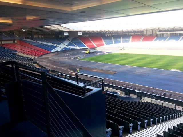 Robertson said the Commission were particularly pleased with the progress of work on Hampden Park ©ITG