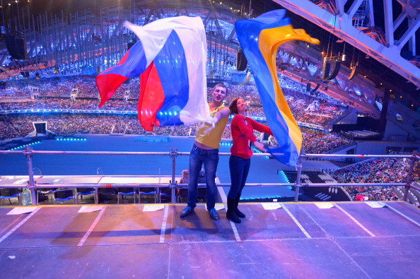 A Russian and Ukrainian spectator at the Opening Ceremony ©Getty Images