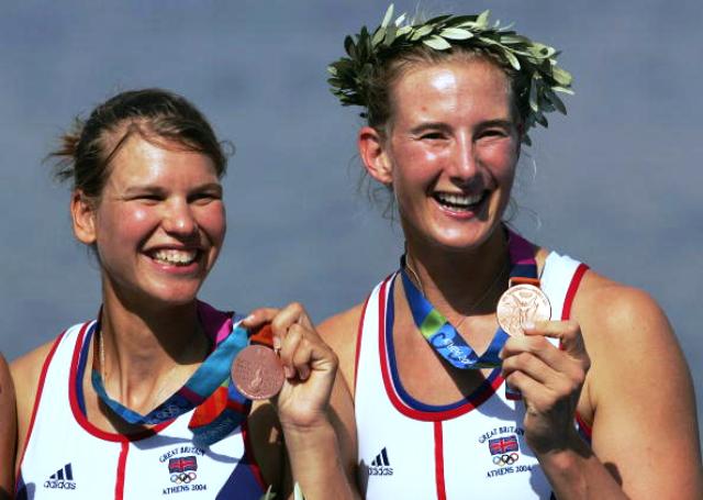 Sarah Winckless (right) and Elise Laverick won Olympic rowing bronze at Athens 2004 ©Getty Images 