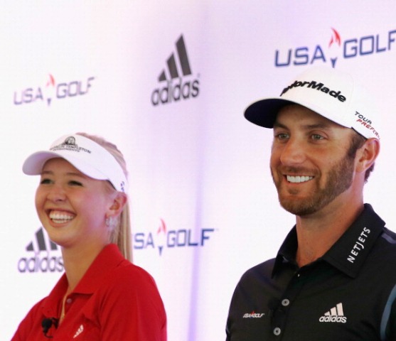 Team USA hopefuls Jessica Korda and Dustin Johnson were in Miami at the announcement of the new deal between USA Golf and Adidas ©Getty Images