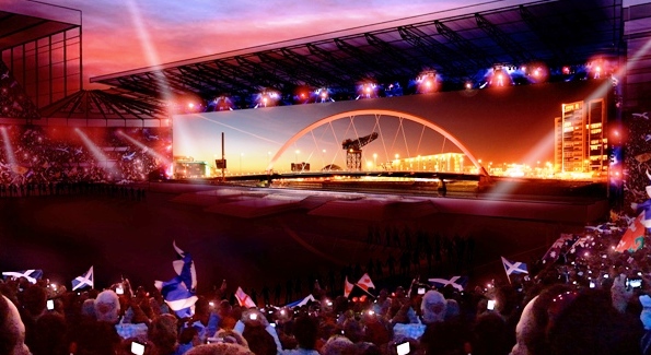 The 100m wide and 11m high LED screen will be the biggest ever seen in Europe according to Glasgow 2014 organisers ©Glasgow 2014