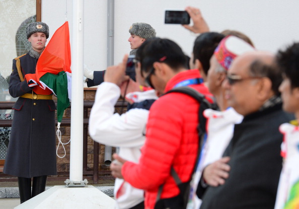 The Indian Flag was raised in a special Ceremony halfway through the Winter Olympics in Sochi ©AFP/Getty Images