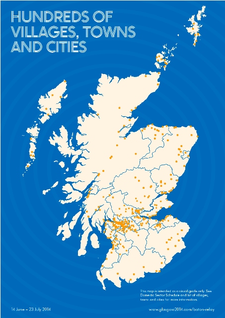 The Queen's Baton Relay will visit over 400 communities in 40 days throughout Scotland ©Glasgow 2014