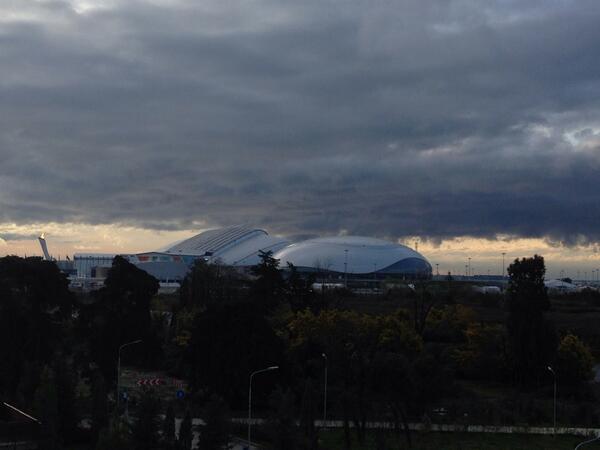 The view outside in the Olympic Park as day six dawns in Sochi ©Twitter