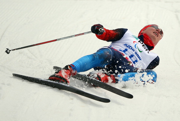 There have been spills in the biathlon as well as the downhill on day one... with Russian Vladislav Lekomtcev one to take a tumble ©Getty Images