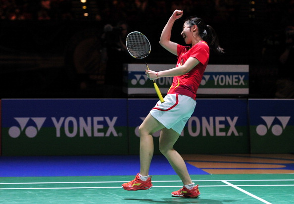 Wang Shixian beat compatriot Li Xuerui to claim the women's singles title at the All England Open Badminton Championship ©Getty Images