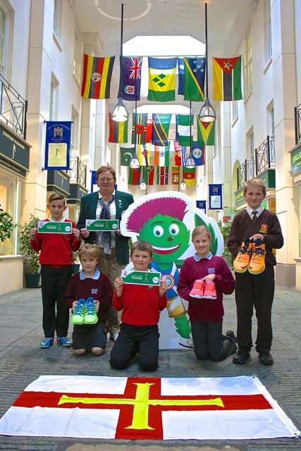 Youngsters in Guernsey supporting the Sport Your Trainers campaign run by Glasgow 2014 ©Glasgow 2014