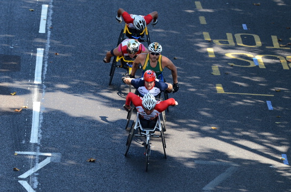 David Weir, pictured winning the Paralympic marathon title in London two years ago, is seeking a record seventh London Marathon title next month ©Getty Images