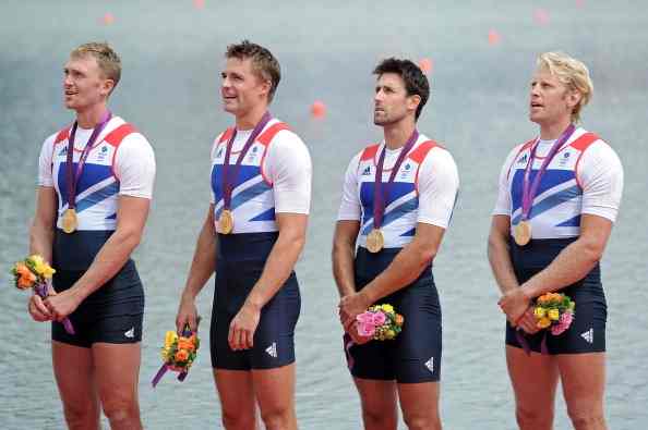 Britain's victorious four at the London 2012 Games, with Tom James third right ©Getty Images