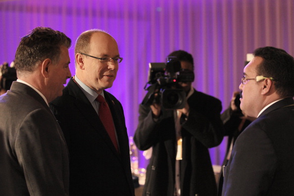 Joël Bouzou (left) and Peace and Sport patron Prince Albert II of Monaco in 2010 talking to French Polynesian Minister for Sport Jean-Pierre Beaury @Getty Images