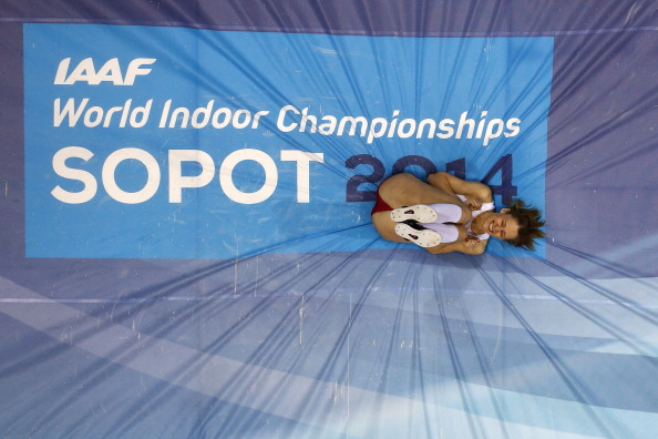 Kamila Licwinko en route to a shared gold in the high jump at the Sopot 2014 IAAF World Indoor Championships ©AFP/Getty Images