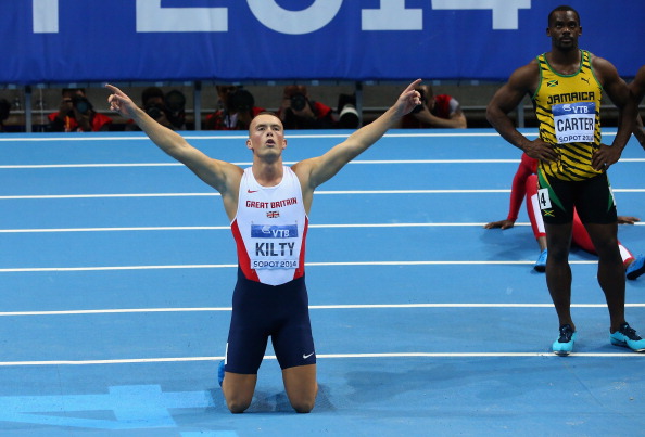 A jubilantand victorious Richard Kilty in Sopot/ Getty Images