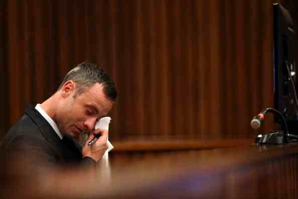 Oscar Pistorius in tears during his ongoing trial for murder in Pretoria ©AFP/Getty Images