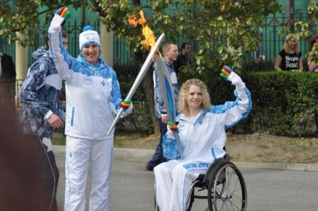 Gemma Collis (right) was anxious about carrying the Torch despite having experience of being in the Olympic Torch Relay ahead of London 2012 ©Sky Sports Living for Sport