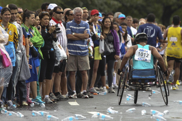 A wheelchair racer competing at the Rio Half Marathon in 2013 ©Getty Images