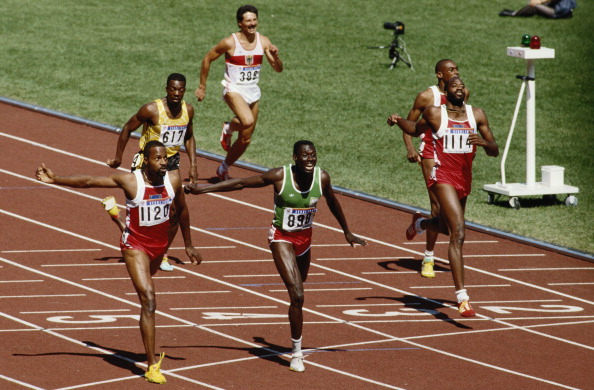 Amadou Dia Ba en route to a silver medal over 400m hurdles behind Andre Phillips at Seaul 1988  ©Getty Images