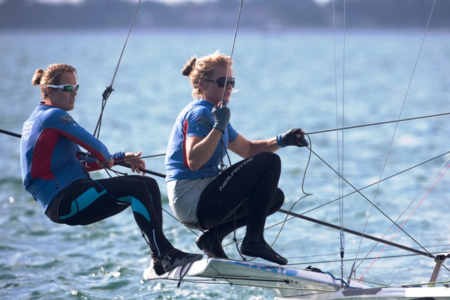 Britain's Charlotte Dobson and Sophie Ainsworth are hoping to better their bronze medal at the last World Cup in Mallorca ©Richard Langdon/British Sailing Team