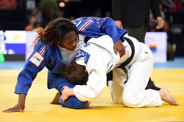 Clarisse Agbegnenou delighted the home crowds as she retained her women's under 63kg title with a win over Tina Trstenjak ©AFP/Getty Images
