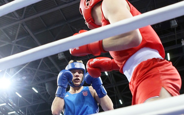 Croatian Luka Plantic secured his place in the quarter-final of the middleweight division at the Armeec Arena ©AIBA