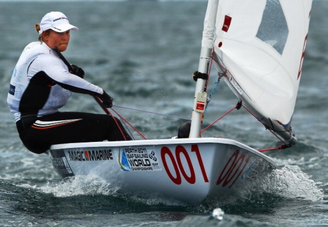 Evi Van Acker secured another two wins in the Laser Radial class today to top the leaderboard in Hyères ©Getty Images 