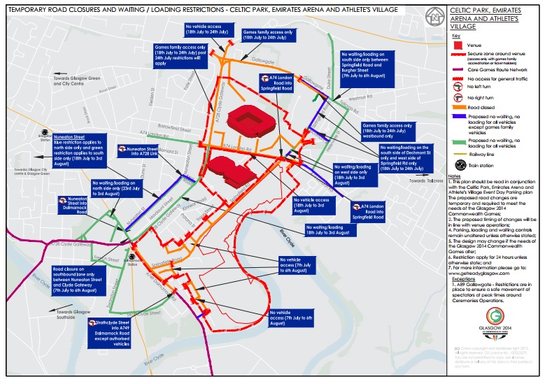 Glasgow 2014 has released a series of maps to provide a venue-by-venue guide of the traffic management and parking measures ©Glasgow 2014