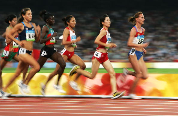 Liliya Shobukhova, who began her career in the 3,000 and 5,000m, is pictured leading the pack in the 5,000m heats at the Beijing 2008 Olympics ©Getty Images