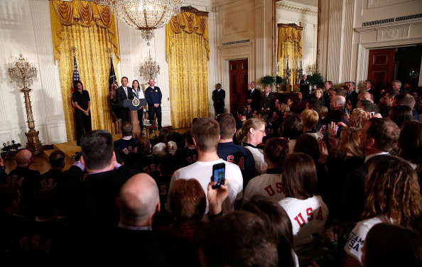 Olympians and Paralympians look on during the Ceremony in the White House ©Getty Images