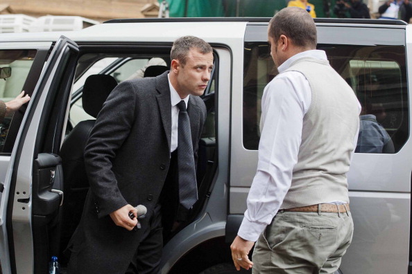 Oscar Pistorius arrives for the start of a new week at his murder trial, which began with his evidence coming under close scrutiny ©Getty Images