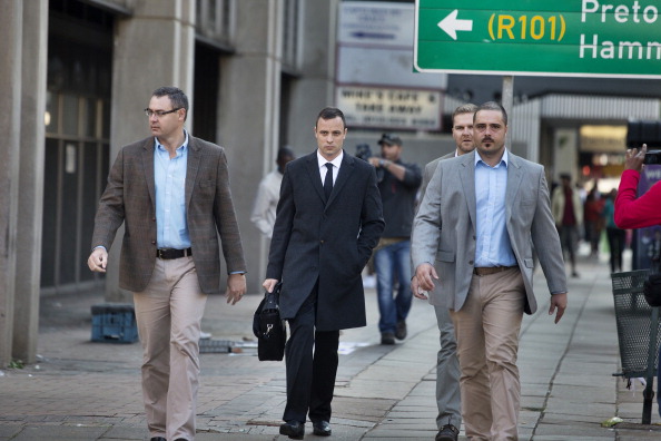 Oscar Pistorius arriving in court today as the trial restarted following its adjournment ©AFP/Getty Images