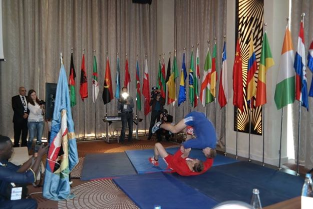 A demonstration of sambo was held during the AIPS Congress in Baku ©ITG