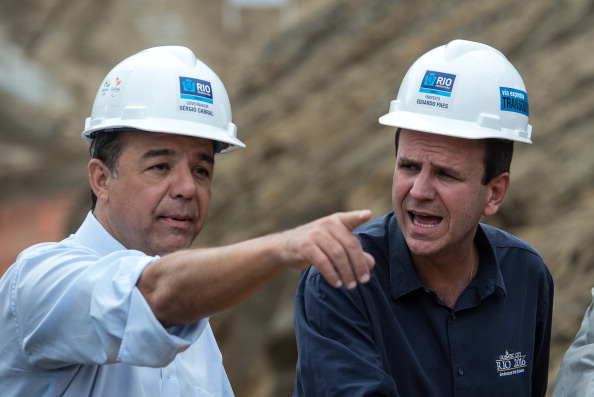 Sérgio Cabral (left), with Rio Mayor Eduardo Paes last year overseeing construction for a tunnel to the Transolimpica expressway, won re-election in 2010 ©Getty Images 