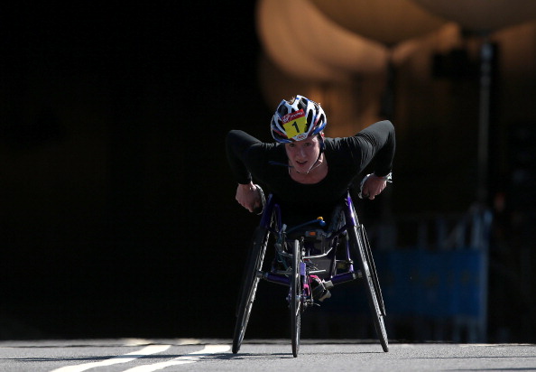 Tatyana McFadden dominated the women's race dropping the field early on to finish over a minute and a half ahead of closest rival Manuela Schär ©Getty Images
