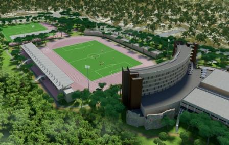 The Gloria Sports Arena will feature two football pitches and three training pitches with accommodation overlooking the action ©Gloria