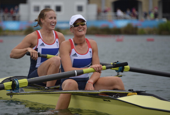 Heather Stanning (right) and Helen Glover celebrate gold at London 2012 ©Getty Images