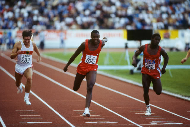 American Carl Lewis won ten World Championship medals, eight of them gold, including three at the first event in Helsinki 1983 ©Getty Images