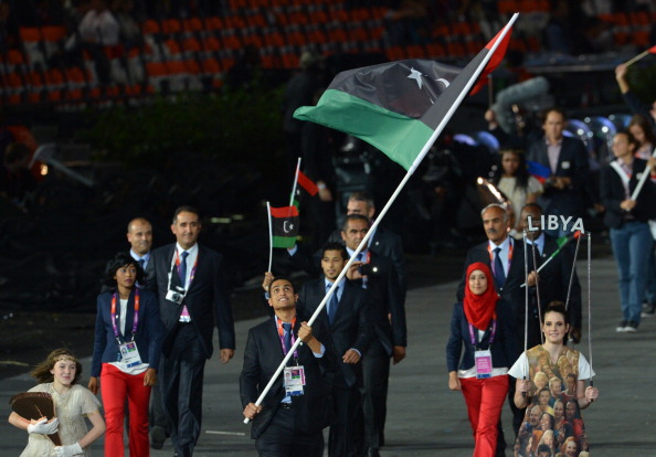 Libya's flagbearer El-Gadi Sofyan leads his country during the Opening Ceremony of London 2012 ©Getty Images